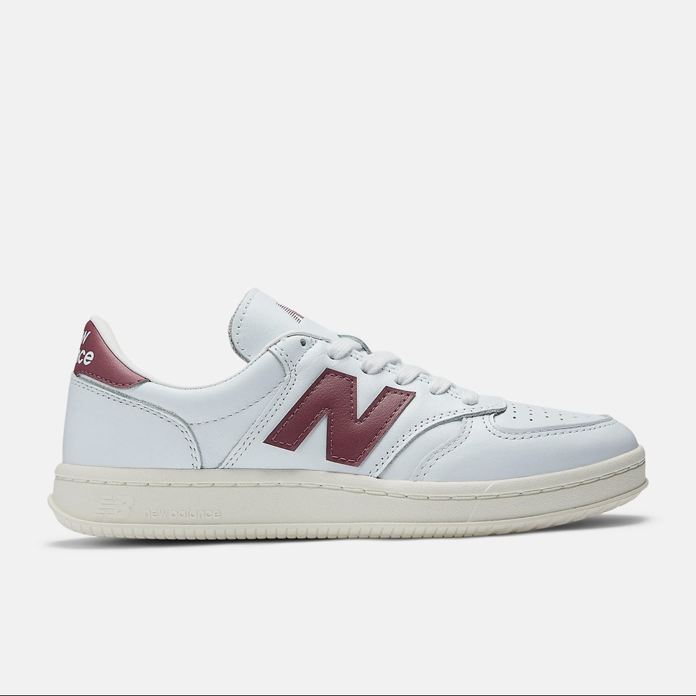 New Balance T500 Unisex - White with Washed Burgundy